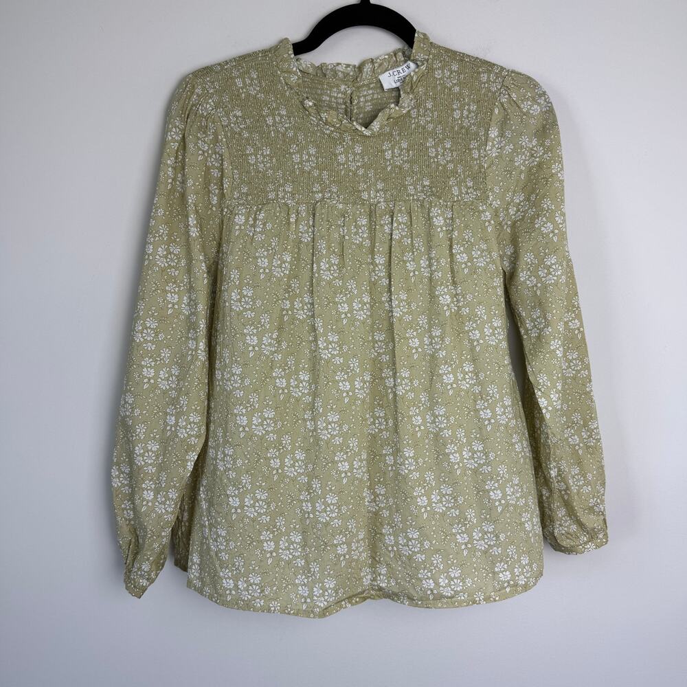J. Crew Smocked Button-back Top in Liberty® Capel Floral Organic Cotton Med
